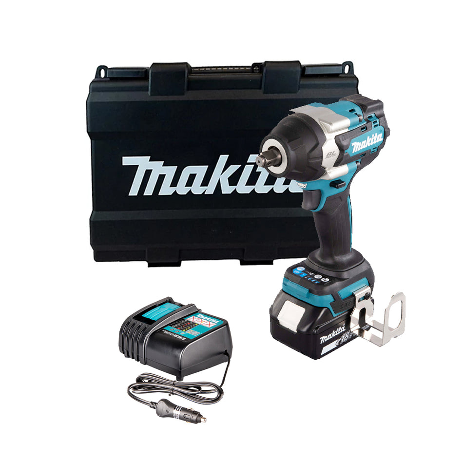 Makita 18V Impact Wrench Kit (1 x 5.0Ah, Charger, Case) DTW700RT