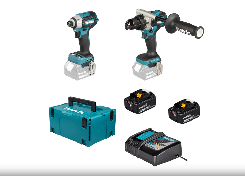 Makita DLX2566TJ DHP492 Combi Drill and DTD201 Impact Driver, 2 x 5.0Ah batteries