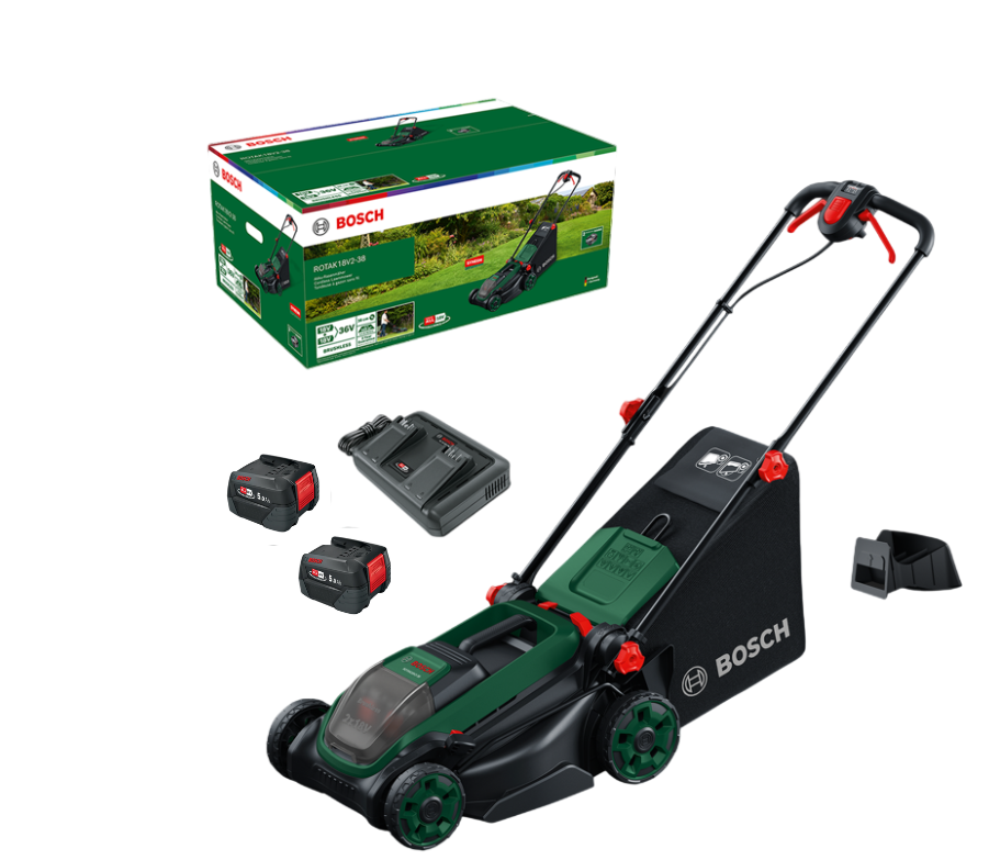 Bosch DIY Rotak 18V 2-38 (2x5.0Ah) Cordless Lawn Mower 06008B9M70-1