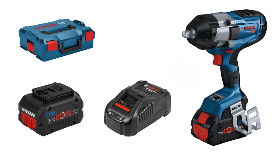 Bosch GDS 18V-1000 C (2x ProCORE18V 8.0Ah, GAL 1880 CV, L-BOXX)  BITURBO BRUSHLESS 18V High Torque I/Wrench 1/2 Cordless 06019J8070