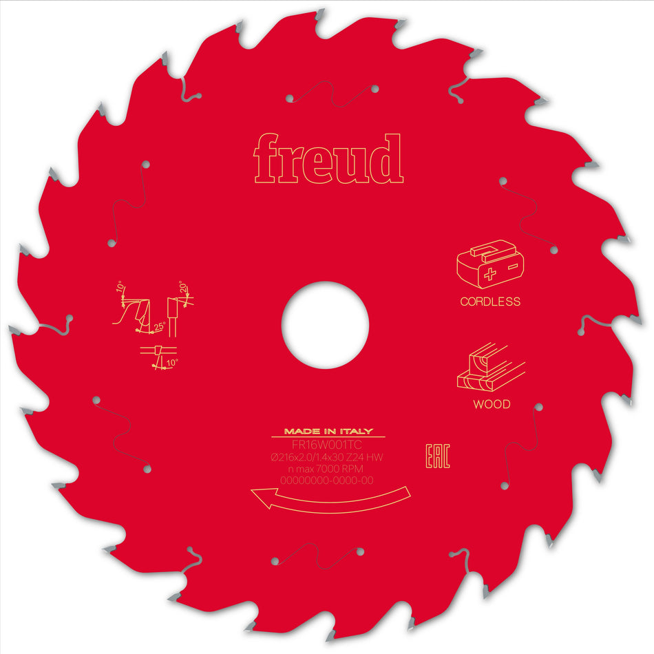 Freud F03FS10070 Wood Circular Saw Blade 216mm x 30mm x 2mm x 24T