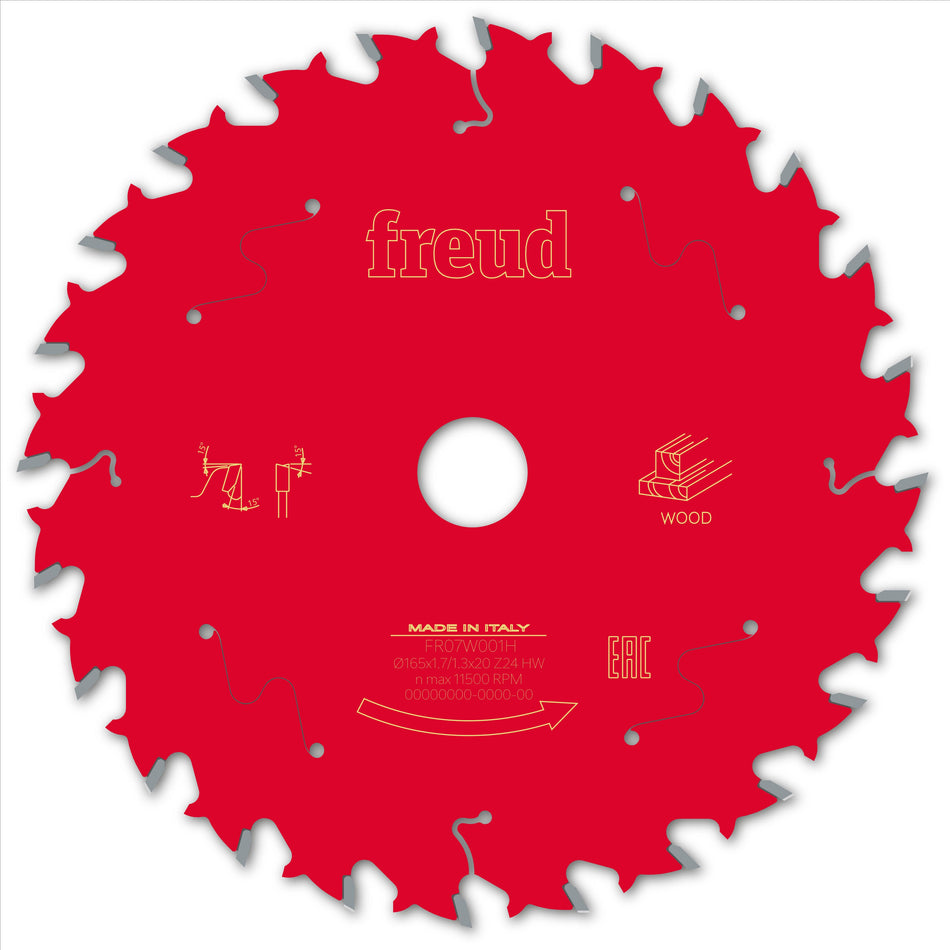 Freud F03FS09686 Wood Circular Saw Blade 165mm x 20mm x 1.7mm x 24T