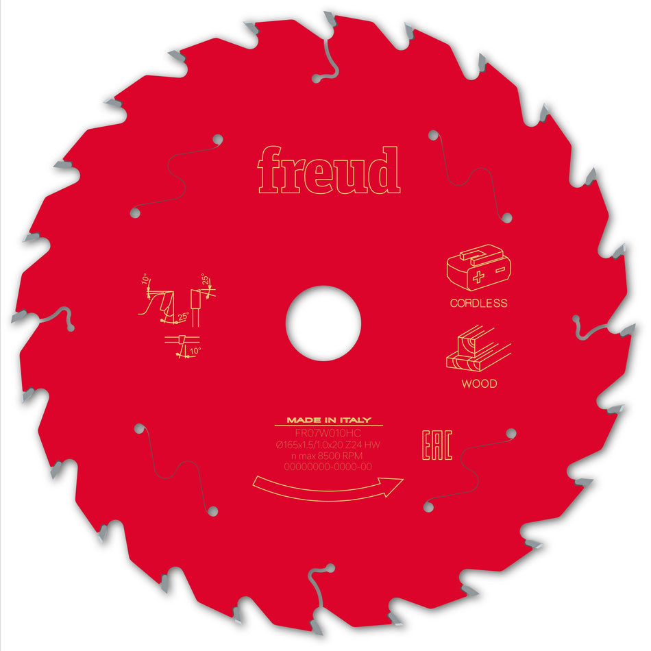 Freud F03FS10052 Wood Circular Saw Blade 165mm x 20mm x 1.45mm x 24T