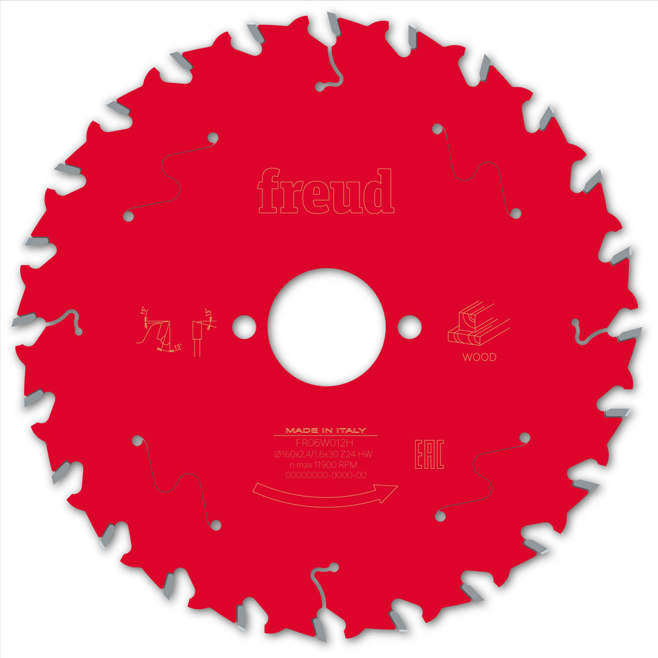 Freud F03FS09684 Wood Circular Saw Blade 160mm x 30mm x 2.4mm x 24T