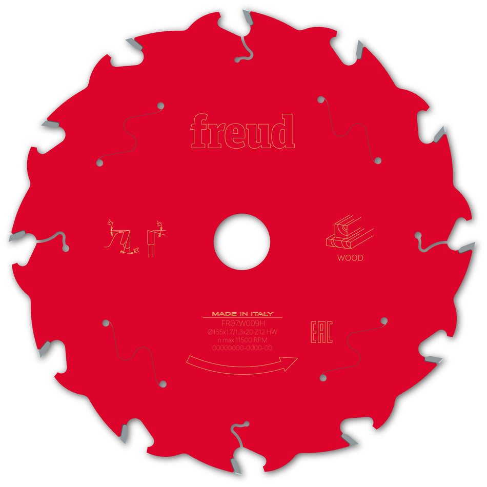 Freud F03FS10040 Wood Circular Saw Blade 165mm x 20mm x 1.7mm x 12T