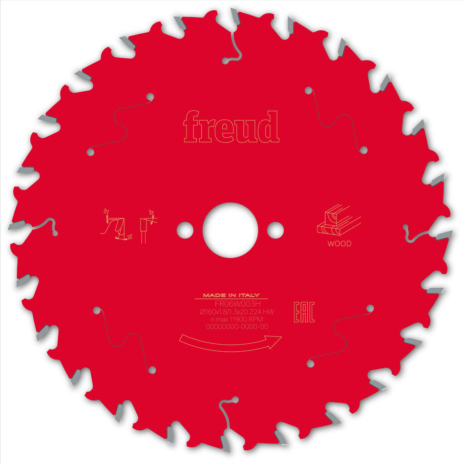 Freud F03FS09675 Wood Circular Saw Blade 160mm x 20mm x 1.8mm x 24T