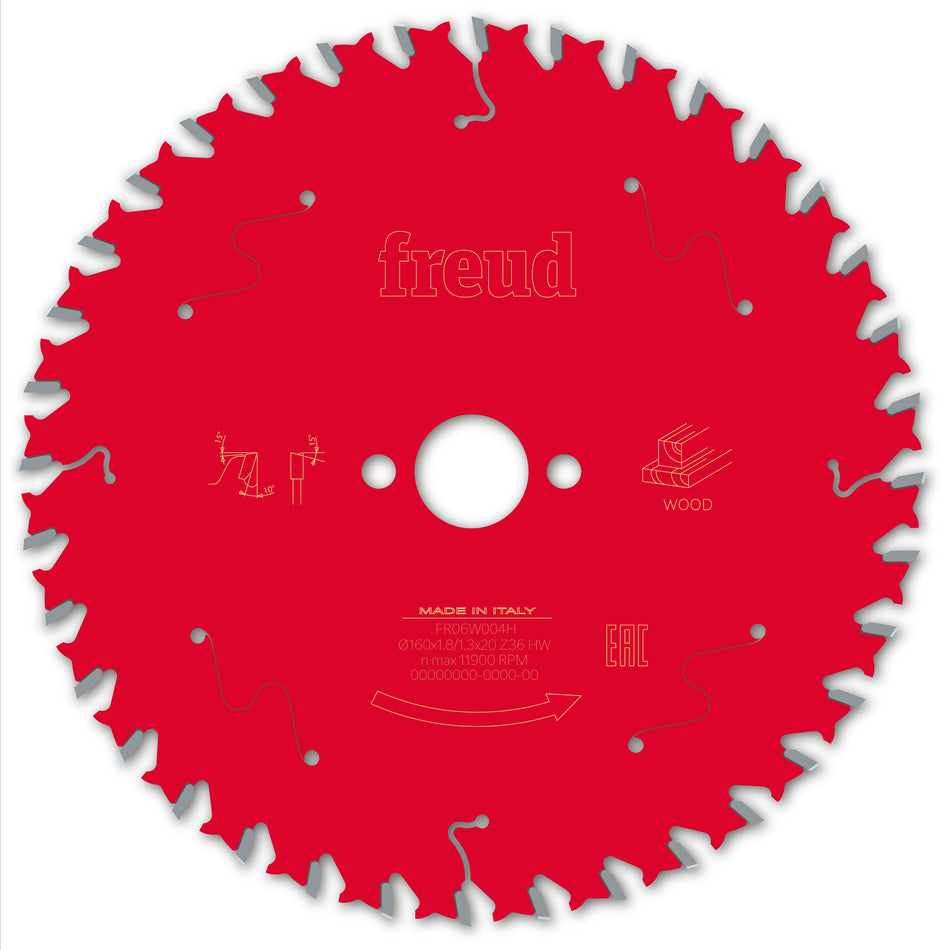 Freud F03FS09676 Wood Circular Saw Blade 160mm x 20mm x 1.8mm x 36T