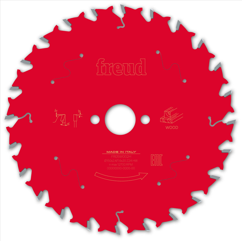 Freud F03FS09671 Wood Circular Saw Blade 150mm x 20mm x 2.4mm x 24T