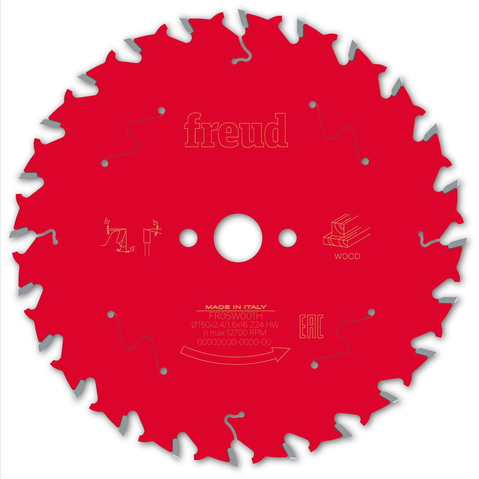 Freud F03FS09670 Wood Circular Saw Blade 150mm x 16mm x 2.4mm x 24T