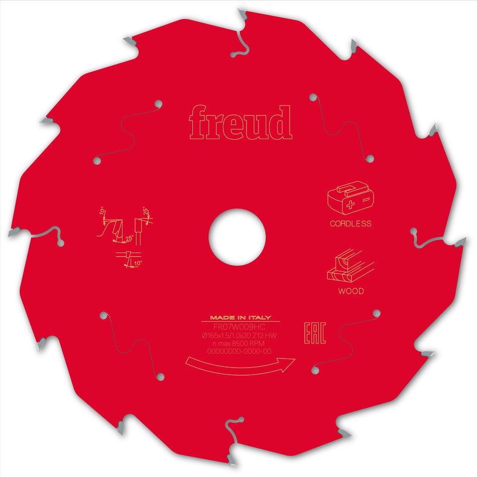 Freud F03FS10051 Wood Circular Saw Blade 165mm x 20mm x 1.45mm x 12T
