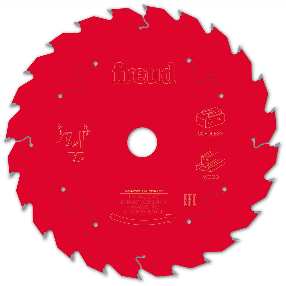 Freud F03FS10055 Wood Circular Saw Blade 184mm x 20mm x 1.55mm x 24T