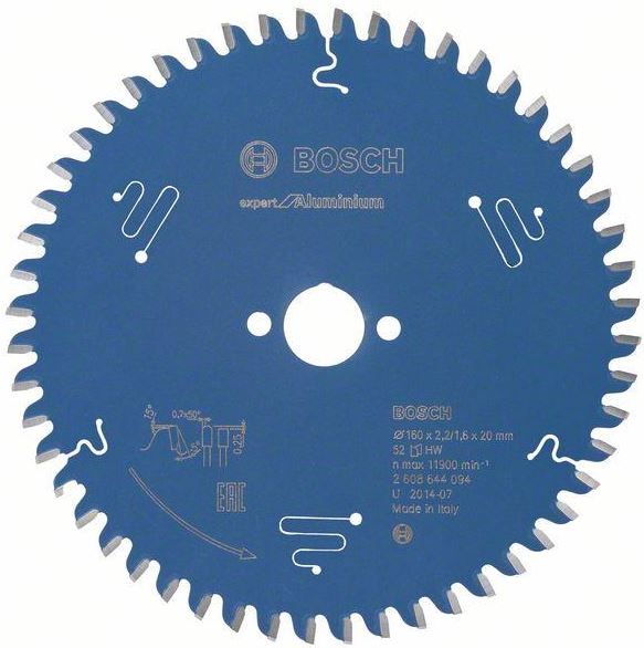 Bosch Circular Saw Blade Expert for Aluminium 160x20x2.2mm. 52T 2608644094