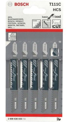 Bosch Jigsaw blade T 111 C Basic for Wood 2608630033 5PK