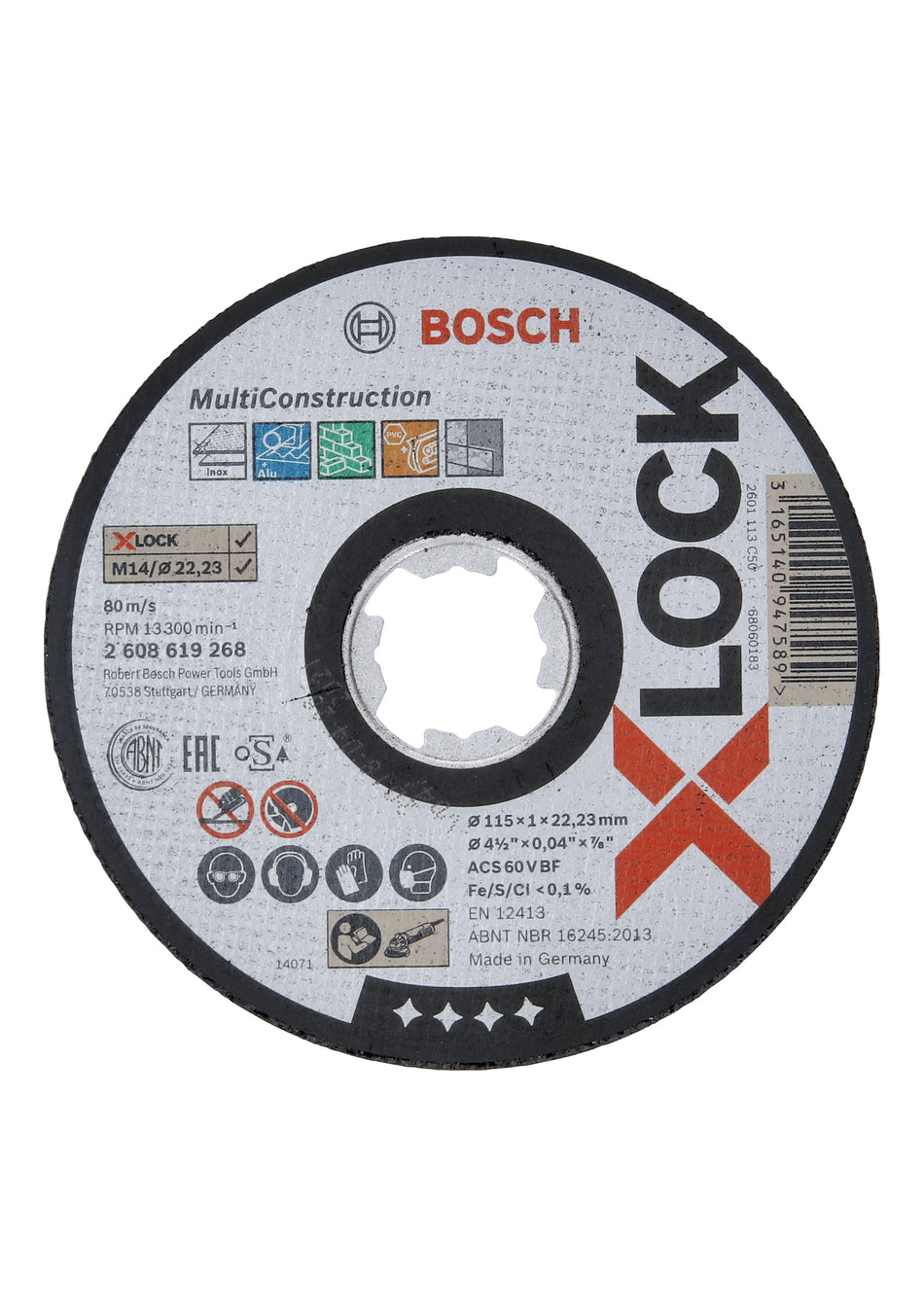 Bosch X LOCK Multi Material 115x1x22.23 Straight Cutting 2608619268