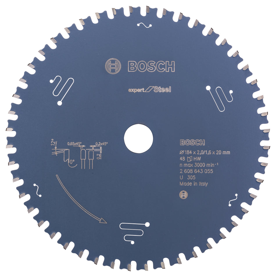 Bosch Circular saw blade Expert for Steel 184 x 20 x 2.0 mm. 48 2608643055