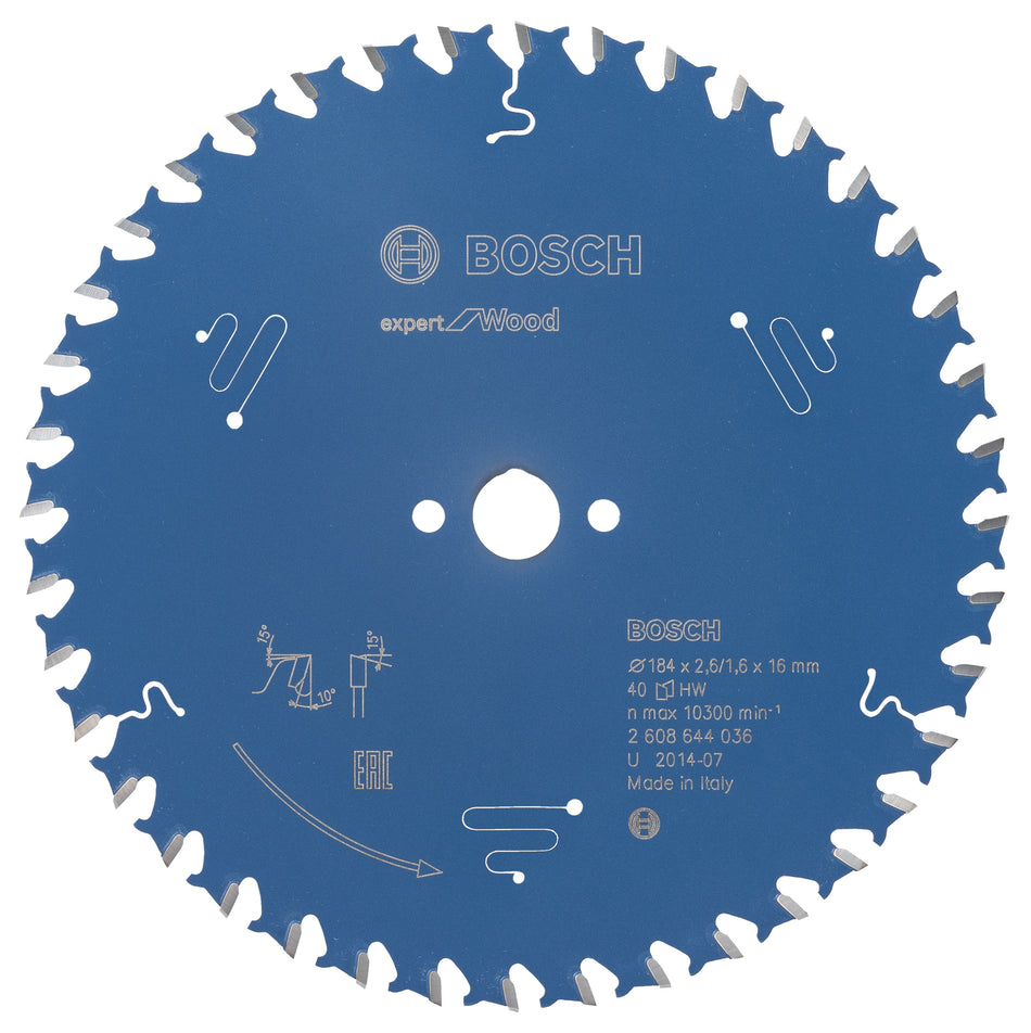Bosch Circular saw blade Expert for Wood 184 x 16 x 2.6 mm. 40 2608644036