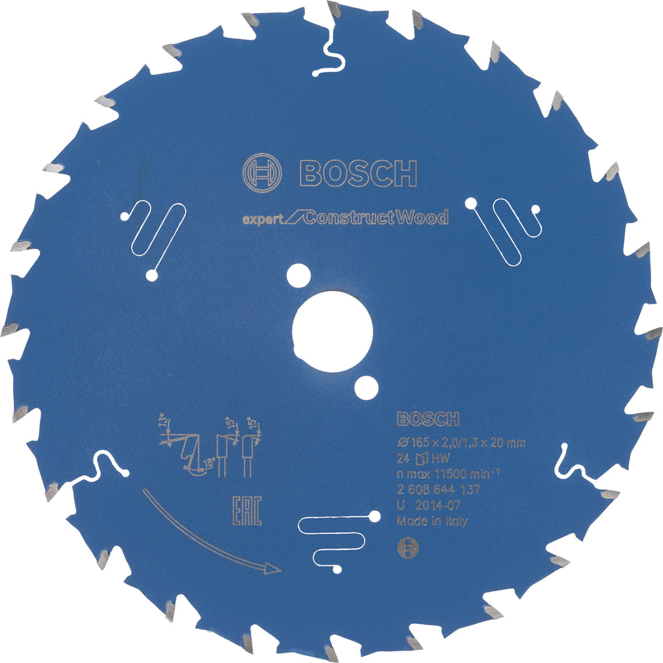 Bosch Expert for Construct Wood circular saw blade 165 x 20 x 2.0 mm. 24 2608644137