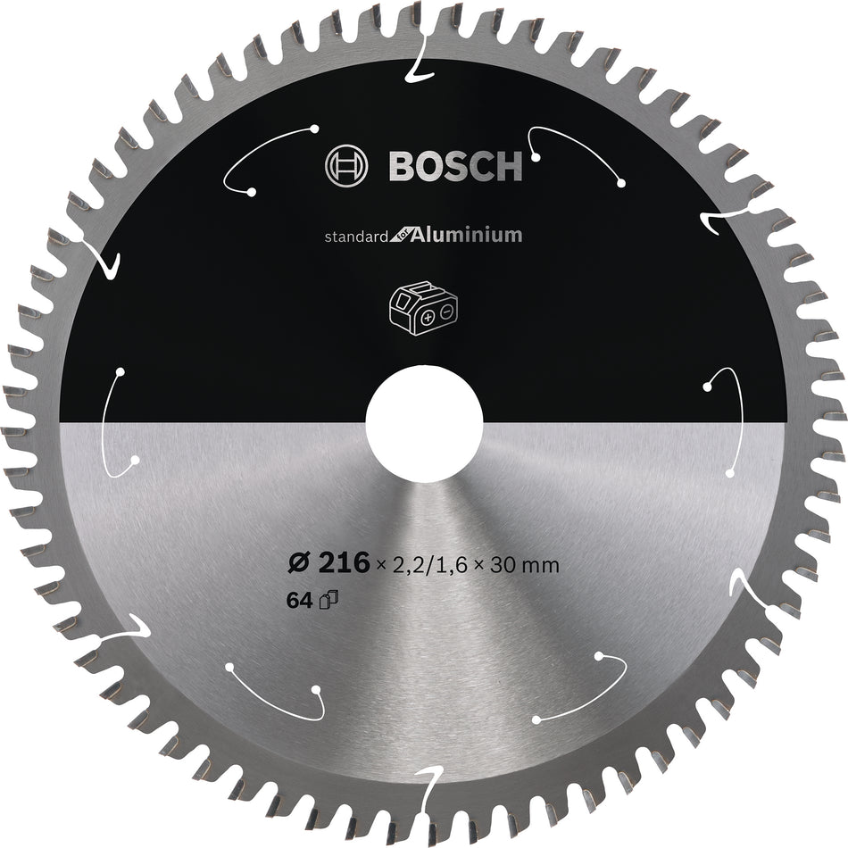 Bosch Standard for Aluminium Circular Saw Blade for Cordless Saws 216x2.2 1.6x30 T64 2608837776