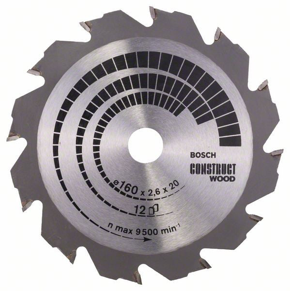 Bosch Construct Wood circular saw blade 160 x 20 16 x 2.6 mm. 12 2608640630