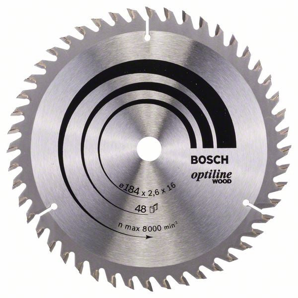 Bosch Optiline Wood circular saw blade 184 x 16 x 2.6 mm. 48 2608641181